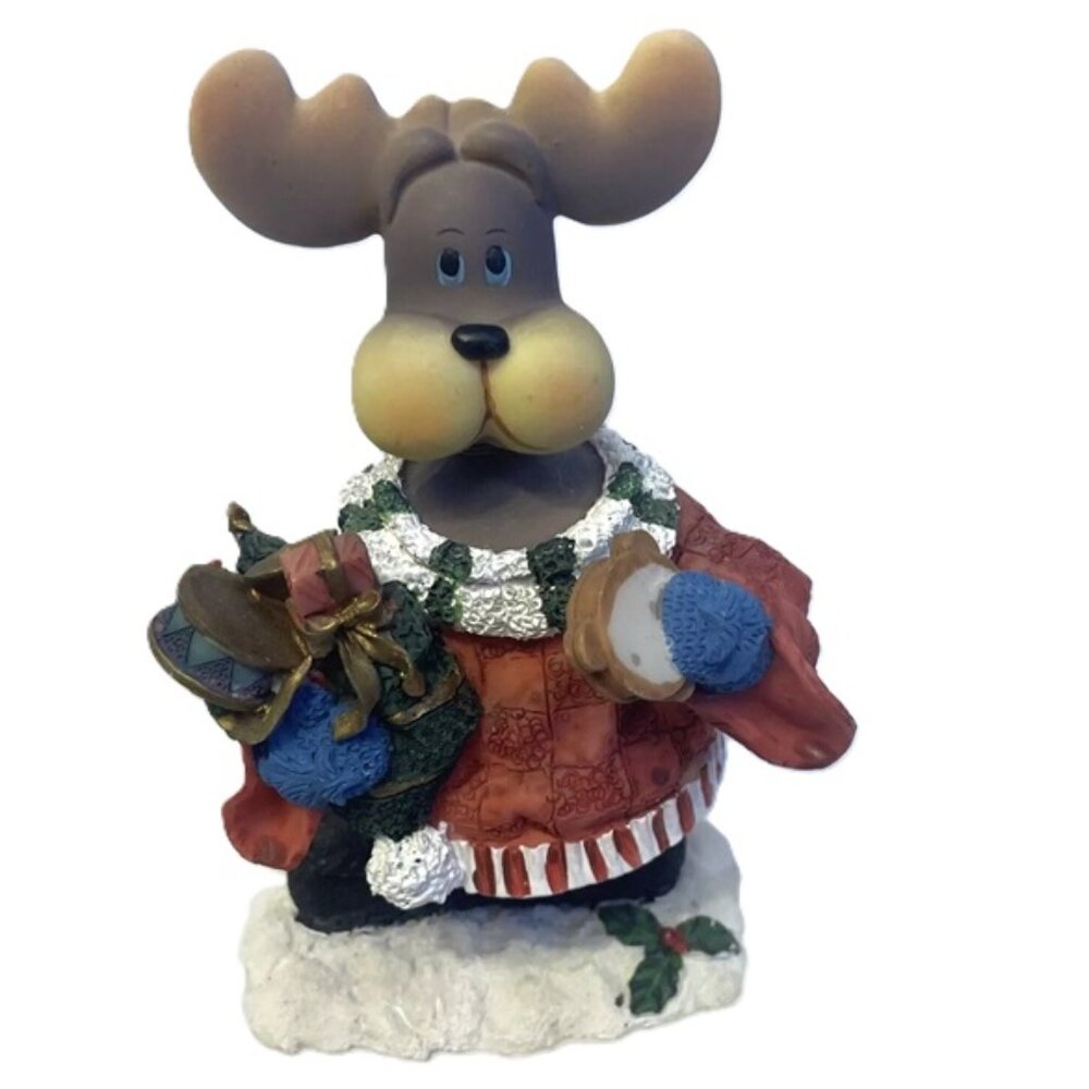 Bobble Bods Christmas Moose 7" Tall Resin with Spring Body and Head Wiggle